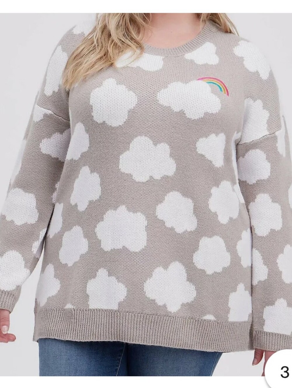 Torrid NEW Plus Size 1x: Cream Cloud Knit Sweater Rainbow Detail - Picture 1 of 7